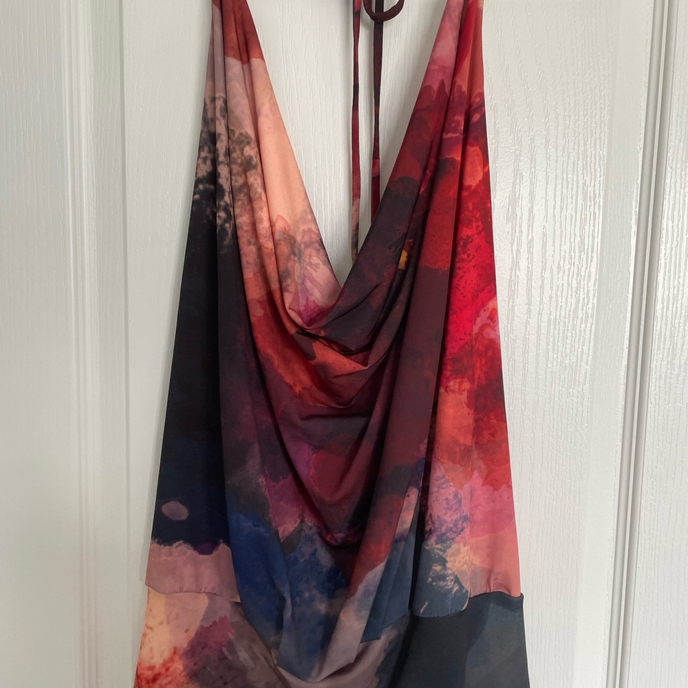 Multicolor Draped Halter Top Julian Chang nwt